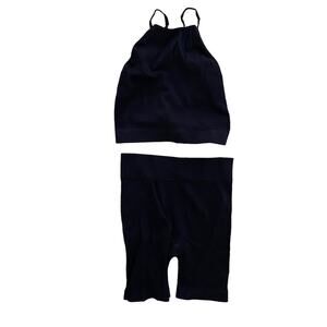 Kimberly C Ribbed Tank Bike Short Set Black Size Small